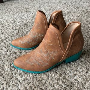 Brand New! Brown and Teal Booties